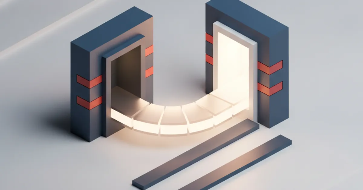 two doorways, one dim and one bright, joined by a bridge