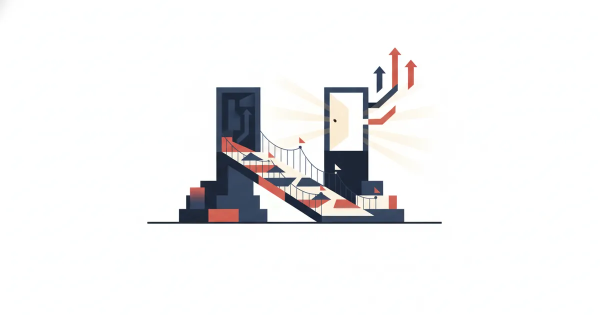 two doorways, one dim and one bright, joined by a bridge